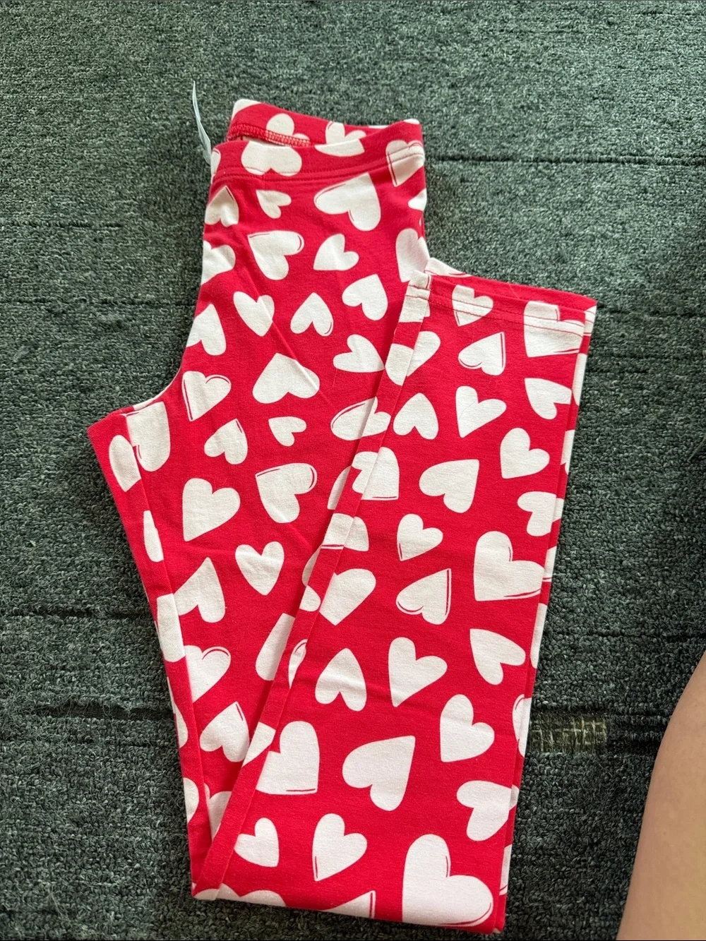 Old Navy Red Leggings with White Heart Print